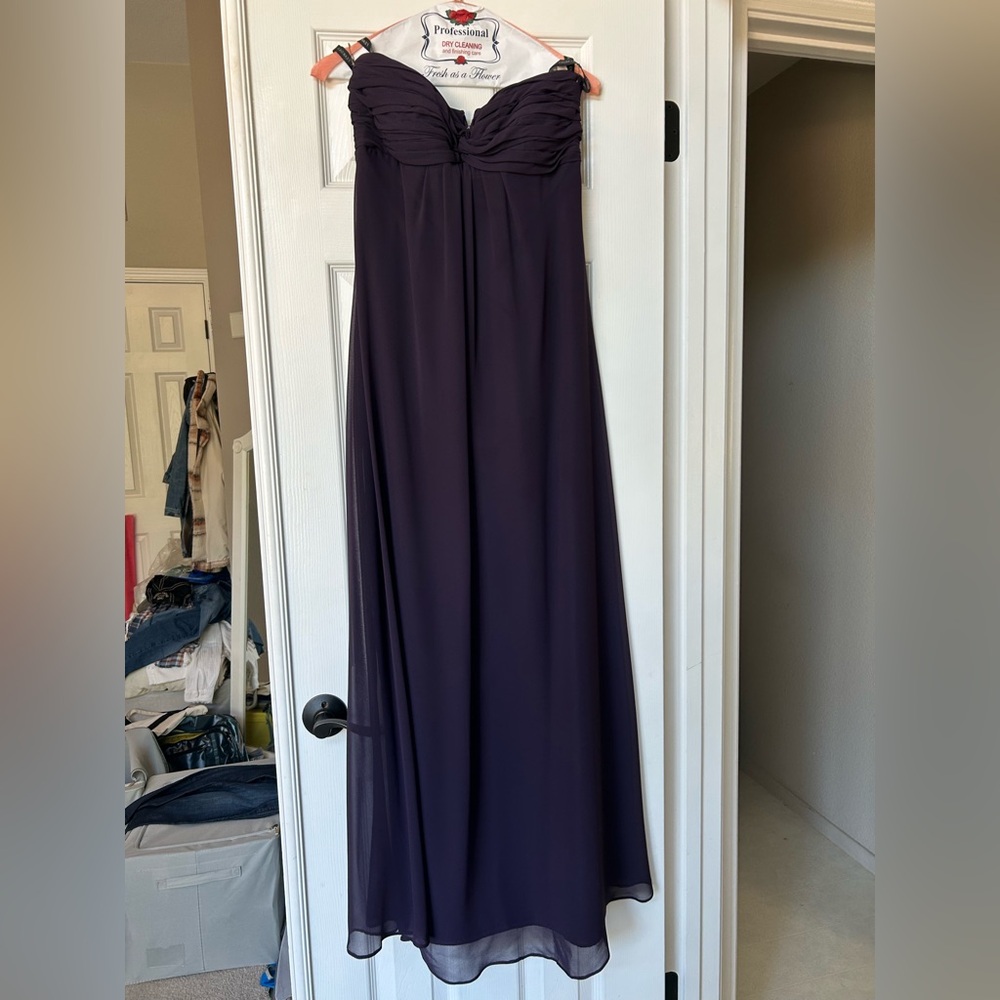 Bill Levkoff Ruched Strapless Gown in dark purple